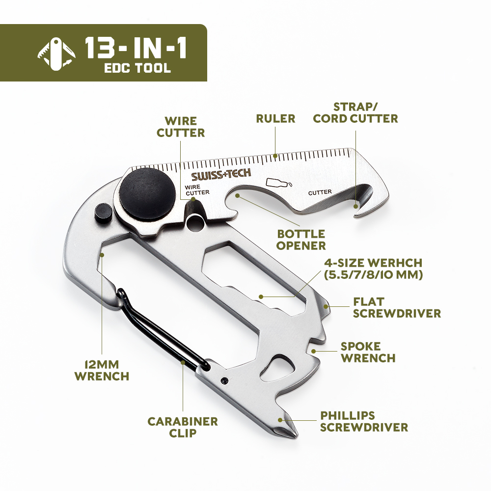 SWISS TECH 13 en 1 Mini herram - Edc Carry Knife reseña y precio